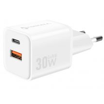 Forcell Chargeur Secteur Gan Iii 30w Avec Ports Usb-c + Usb Format Mini Blanc