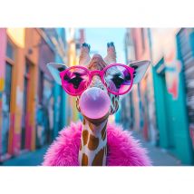 Tableau Sur Toile Girafe Pop Art 45x65 Cm - Ceanothe