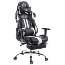 Chaise De Bureau Racing Limit V2 En Cuir Artificiel Avec Repose-pieds Noir Et Blanc - Ovegna