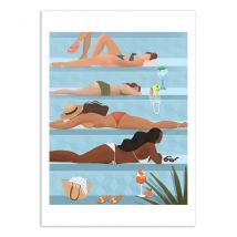 Affiche 50x70 Cm - Ladies By The Pool - Petra Lizde - Wall Editions