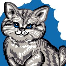 Kit Canevas Soudan Chat Gris 25x25 Cm - LUC