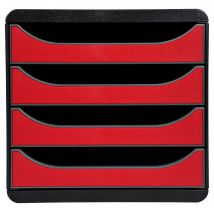 Module De Classement Big Box 4 Tiroirs Iderama - Rouge Carmin - Exacompta