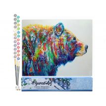 Peinture Par Numéro Figured'art - Ours Multicolore - Kit De Loisir Créatif Diy Numéro D'Art Complet - 40x50cm Sans Châssis En Bois