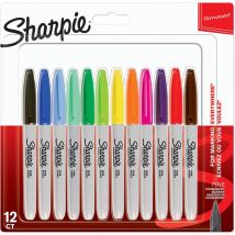 12 Marqueurs Indélébiles - Permanent - Pointe Fine - Assortiment - Sharpie - Paper Mate