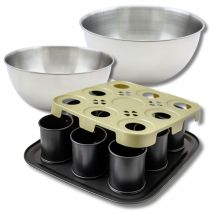 Set Pâtisserie Moule À Gâteaux Individuels 9 Empreintes Avec Couvercle, 2 Bols À Mixer Et 1 Spatule Zenker