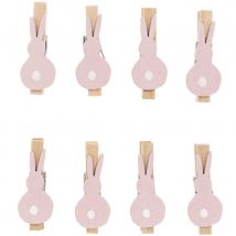 8 Pinces Petits Lapins - Rose - Rico