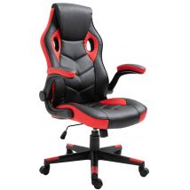 Chaise De Bureau En Simili Cuir Omis Noir/rouge - Ovegna