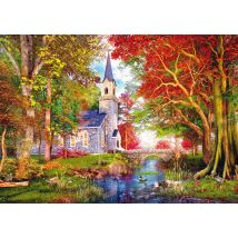 Puzzle 1000 Pièces - La Chapelle Dans La Forêt D'Automne - Schmidt Spiele