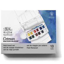 Peinture Aquarelle Cotman - Set De Voyage - 12 Demi-godets - 1 Pinceau - Winsor Et Newton - Winsor & Newton