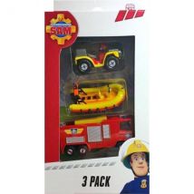Coffret 3 Véhicules En Métal Sam Le Pompier : Quad Mercury - Bateau Neptune - Camion Jupiter - Voiture Miniature - Dickie 203099629038 - Dickie