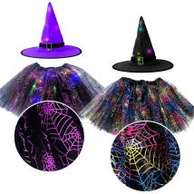 Déguisement Sorcière Chapeau + Tutu Led Enfant - Taille Unique Chapeau Violet - Annikids