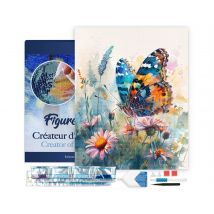 Diamond Painting Broderie Diamant Figured’art 40x50cm Toile Tendue Sur Châssis En Bois - Diamants Carrés - Papillon Et Fleurs - Figured'Art