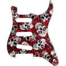 Pickguard Dia Calavera Skull & Rose Graphic Pour Fender Stratocaster 11 Trous, 1964-present