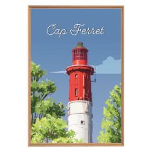 Tableau Mural Encadré Illustration Cap Ferret 65x97 Cm - Ceanothe