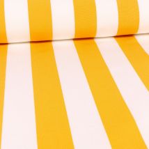 Tissu Toile Transat Rayures Jaunes Sur Fond Blanc - Au Mètre - Craftine