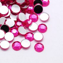 300 Perles Strass Cabochon Rond Strass Rose Foncé 2 Mm Acrylique À Coller - Dos Argenté - La boutique de Karine