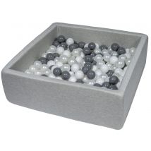 Piscine À Balles Pour Enfant, 90x90 Cm, Aire De Jeu + 300 Balles Blanc, Perle, Gris - Velinda
