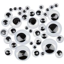 Yeux Mobiles, Autocollant, D 6-20 Mm, 1100 Ass./ 1 Pq. - CC Hobby