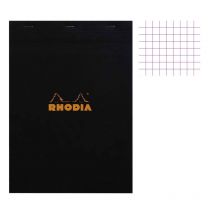 Bloc Notes - A4 - 21x29,7 Cm - Petits Carreaux - 80 Feuilles - Noir - Rhodia