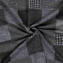 Tissu Jacquard Motifs Patchwork Sur Fond Gris Foncé - Craftine