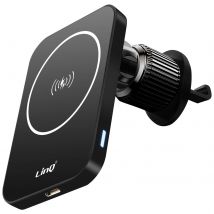 Support Voiture Magsafe 15w Fixation Grille D'Aération Led Indicateur Linq Noir