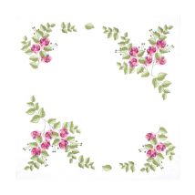 Kit De Nappe À Broder - Baies Florales - 80 X 80 Cm - Trimits Blanc