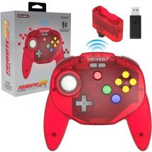 Retro-bit Tribute 64 2.4ghz Manette Sans Fil Pour Nintendo 64/switch/pc/mac Clear Red - Retro Bit