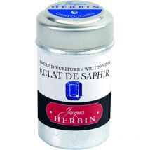 6 Cartouches D'Encre - Eclat De Saphir - Pour Stylos Plume Et Roller - Herbin - Jacques Herbin