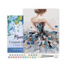 Peinture Par Numéro Figured'art Avec Cadre Danseuse Classique De Dos - Activité Manuelle Kit De Loisir Créatif Diy Numéro D'Art Complet - 40x50cm