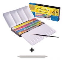 Sennelier Boîte 48 Demi Godets Aquarelle Extra Fine Et Estompe