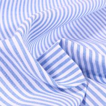 Tissu Vichy Rayures Bleu - Au Mètre - Craftine