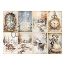 1 Feuille De Papier De Riz 21 X 29,7 Cm Ab Studio Milky Valley Nature Enneigee 262 Scrapbooking