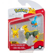 Coffret 3 Pokemon Battle Figure Pikachu - Gobou - Fulgudog Pokemon - Figurine Action - Bandai - Pokemon
