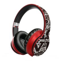 Casque Audio Bluetooth Sans Fil Design Graffiti Autonomie Longue Compatible Tous Rouge Yonis - Yonis