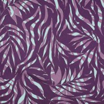 Tissu Coton Satin Tropical Sur Fond Violet - Au Mètre - Craftine