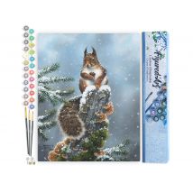 Peinture Par Numéro Figured'art - Ecureuil Perché - Kit De Loisir Créatif Diy Numéro D'Art Complet - 40x50cm Sans Châssis En Bois