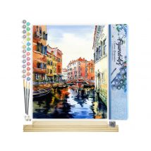 Peinture Par Numéro Figured'art - Aquarelle De Venise - Kit De Loisir Créatif Diy Numéro D'Art Complet - 40x50cm Toile Roulée + Châssis En Bois À