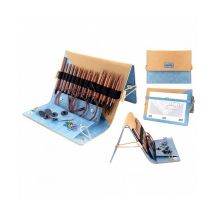 Set Deluxe Aiguilles Interchangeables Ginger N° 3,5 À 12 Cables 60, 80 Et 100 Cm - Knitpro Bleu