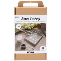 Kit Moulage En Résine - Plateaux Carrés Avec Terrazzo - Noir/blanc - 2 Pcs - CC Hobby