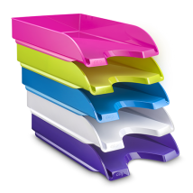 Lot De 5 Corbeilles À Courrier Rangement Documents Papiers Gloss Coloris Assortis Opaques - Cep - Cep