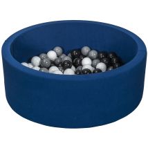 Piscine À Balles Aire De Jeu + 150 Balles Bleu Marine Noir,blanc,gris - Velinda