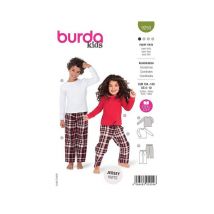 Patron Burda 9250 - Ensemble T-shirt Manche Longue Et Pantalon À Large Ceinture Élastiquée De 104 À 140 Cm Taille N°fr 4-10 Ans