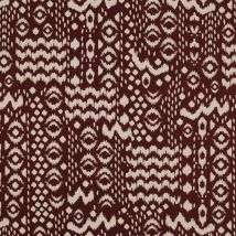 Tissu Toile De Coton Imprimé Ethique Sur Fond Bordeaux - Au Mètre - Craftine