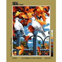 Canevas Antique Automne Et Fer Forgé 40x50cm - SEG