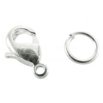 Sachet De 4 Fermoirs Mousquetons Coloris Argent 12mm Avec Anneaux - Graine Creative