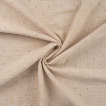 Tissu Double Gaze Coton Lin Pois Dorés Sur Fond Beige - Au Mètre - Craftine