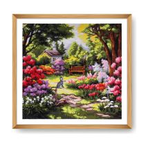 Kit De Point De Croix Jardin Extra-large 58 X 58 Cm – Trimits - Kit Broderie Extra-large Idéal Pour Les Passionnés Jardin