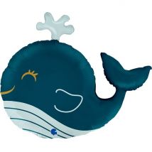 Ballon Aluminium Hélium Géant - Baleine Drôle 68 Cm - Grabo