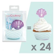 24 Caissettes + 24 Cake Toppers Sirène - Scrapcooking