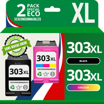Pack Compatible Avec Hp 303 Xl (t6n04ae/t6n03ae) Noir Et Couleur - Sans Niveau - 123consommables